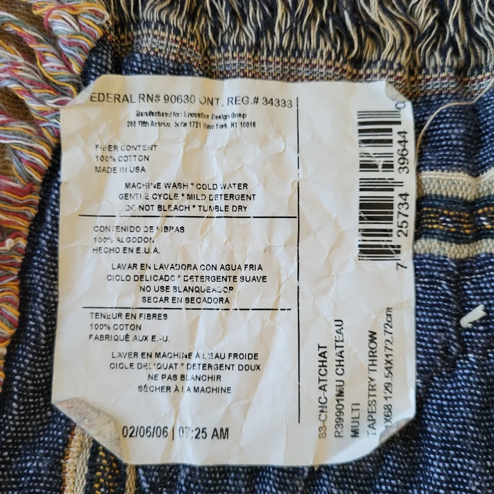 Floral Woven Cotton Tapestry Fringed Throw Blanket